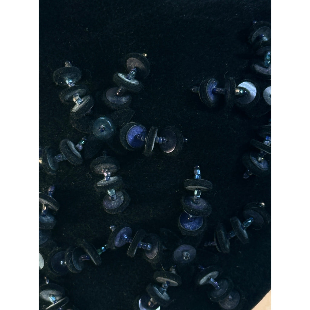 Hattie Carnegie 1950s Womens VTG hat Navy Blue Eclaire Wool Sequin Bead Baubles Hattie Carnegie