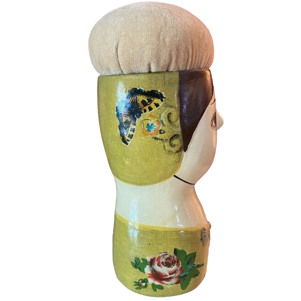 VTG Gemma Taccogna Look Folk Art Paper Mache Made in Japan Art Pin Cushion Doll Gemma Taccogna