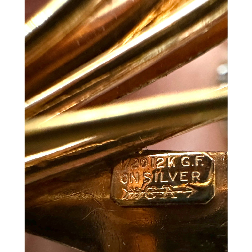 12k GF on Sterling Silver Flower Brooch Pin Vintage Signed CA Carl Art 1930s Carl Art