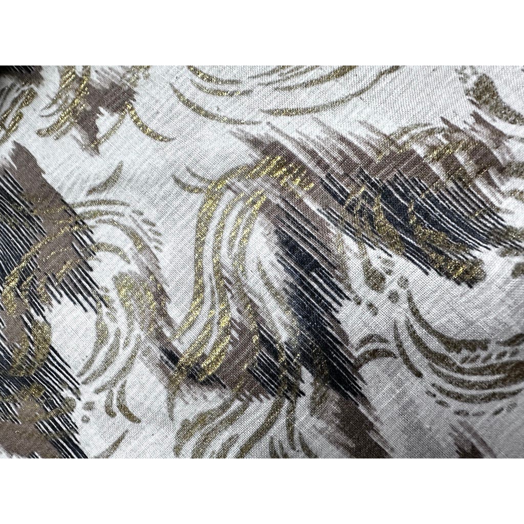 Fab 1950s VTG Circle Skirt 100% Cotton Black/Gold Metallic Abstract Pattern XS Handmade