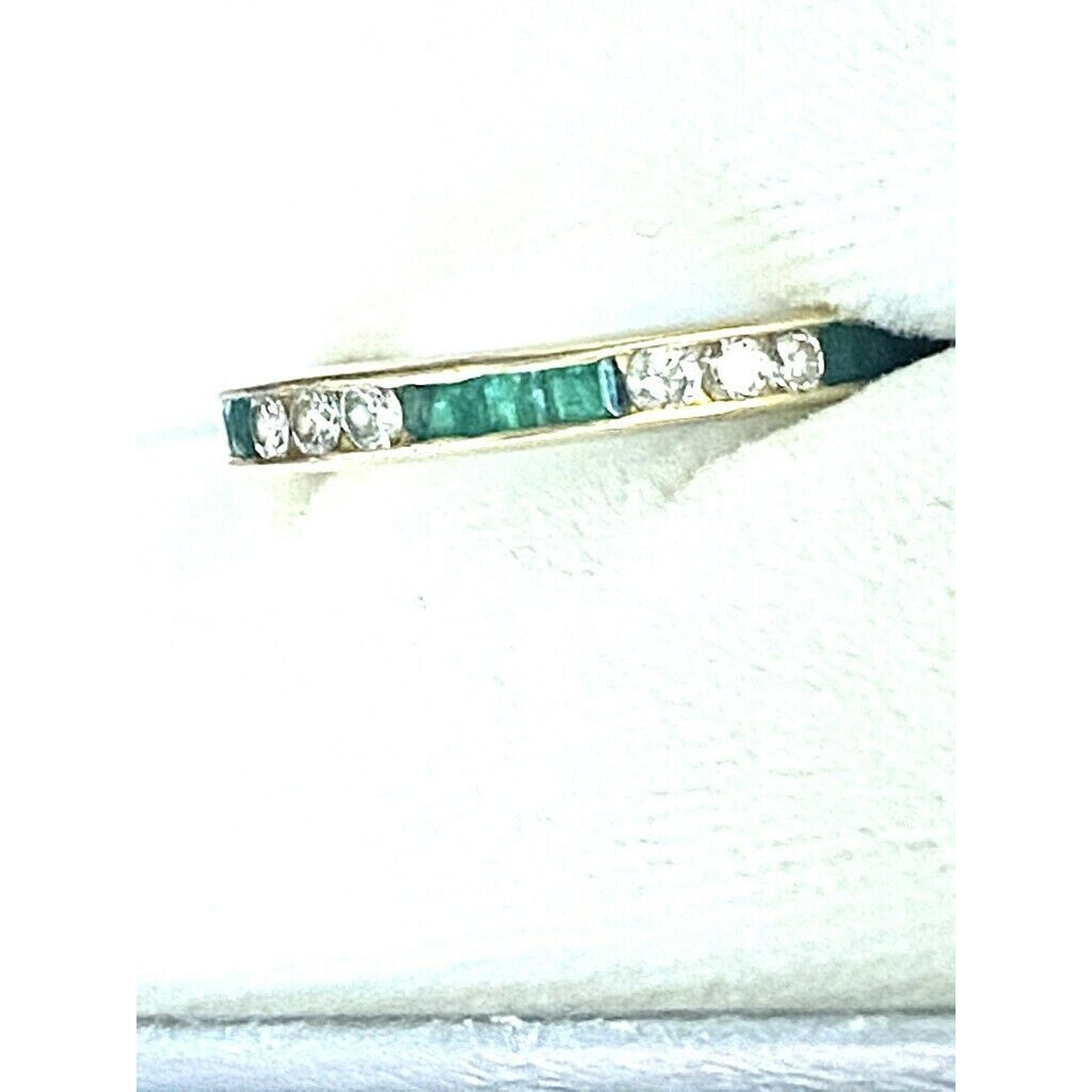 Bailey Banks Biddle 2CT TOTAL Channel Set Emerald/Diamond 14KT Yellow Gold Eternity Ring Ladies 5 Bailey Banks & Biddle
