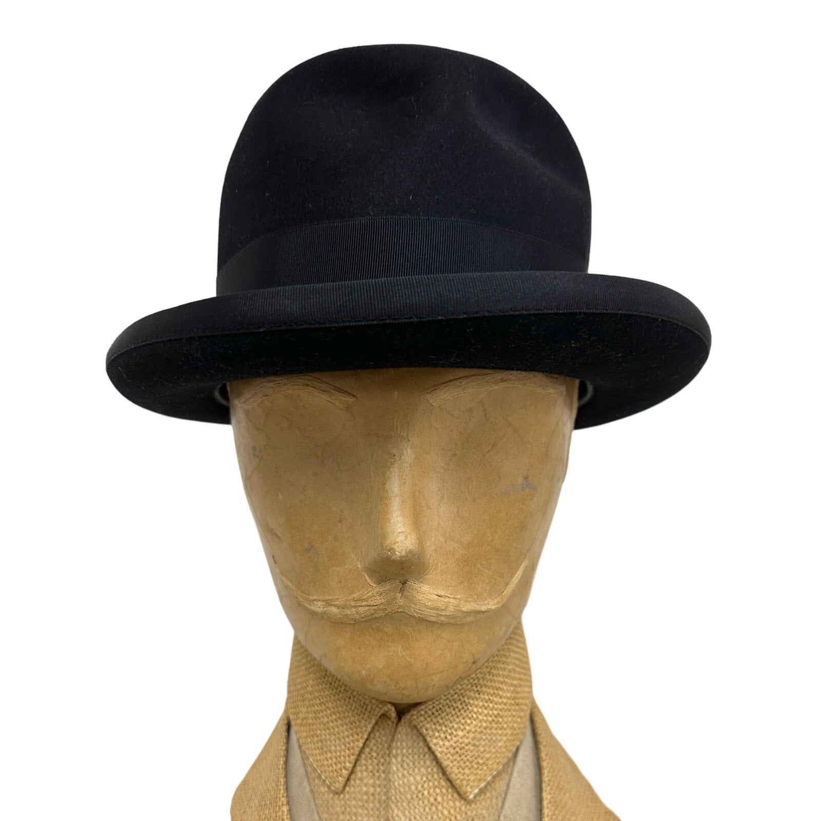 Borsalino Mens BOWLER Hat vtg Black Fur Felt XX Grand Prix Paris 1900 The Best Vintage Clothing