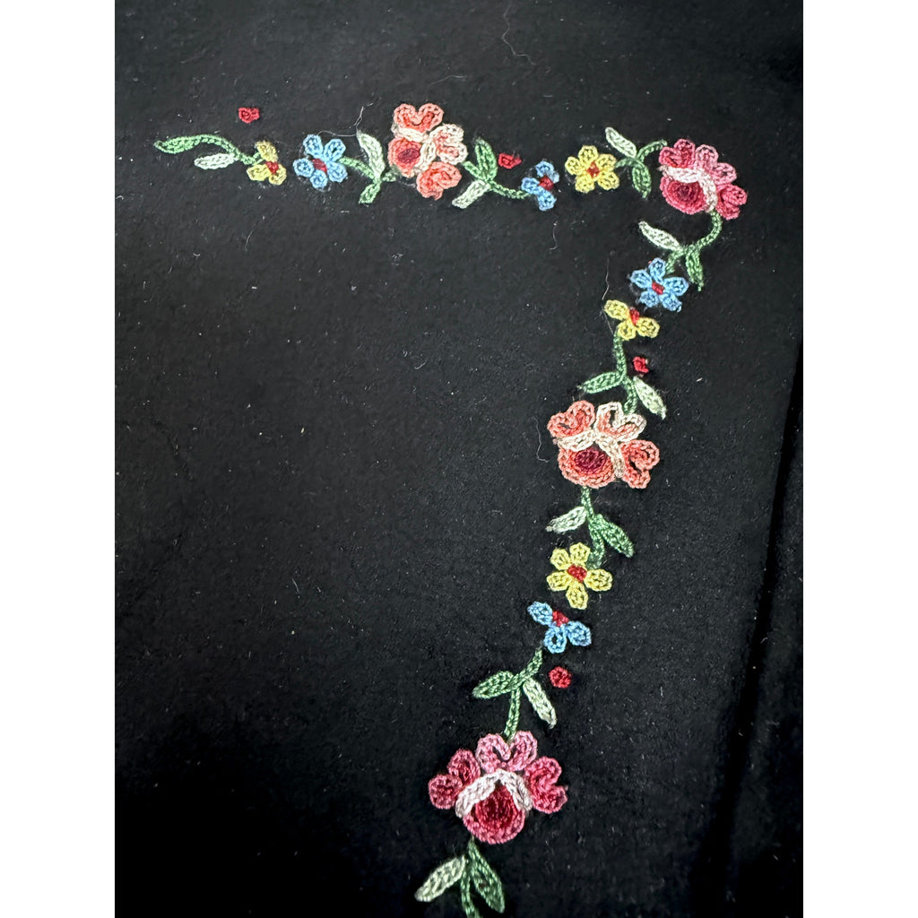 1930s Vintage Freddy of Paris Black Suede Embroidered Womens Gloves 6-6.5 Freddy of Paris