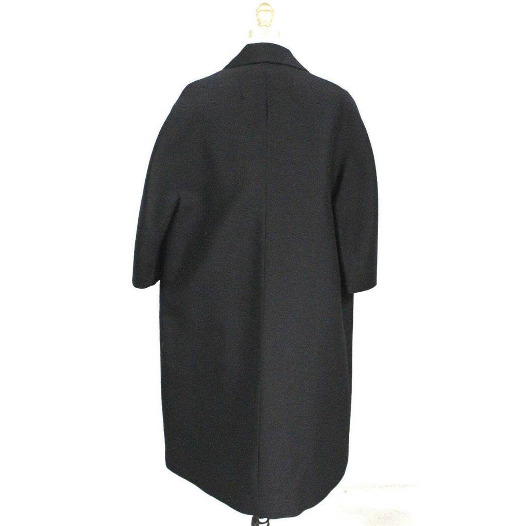 VTG 1950s Black Wool Sack Coat Asian Frog Closures Silk Blend MCM L/XL Coat Unbranded