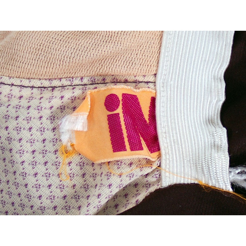 VTG 70s Wet Look Chocolate Brown Zip Front One Piece Boy Leg Disco Swimsuit S In