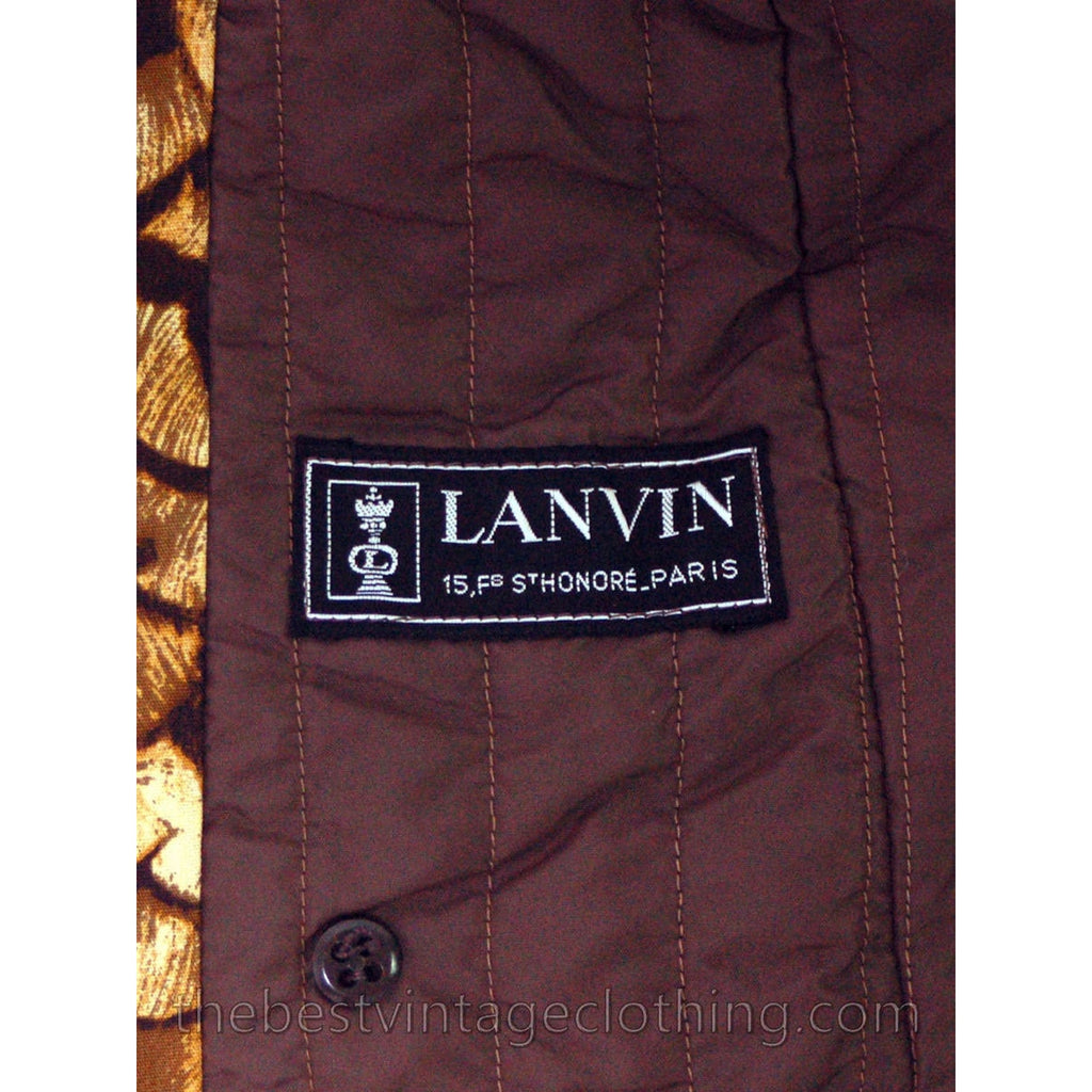 VTG 60s 70s Jeanne Lanvin Paris Feather Print Trench Coat Mob Wife Glam Sz L Lanvin