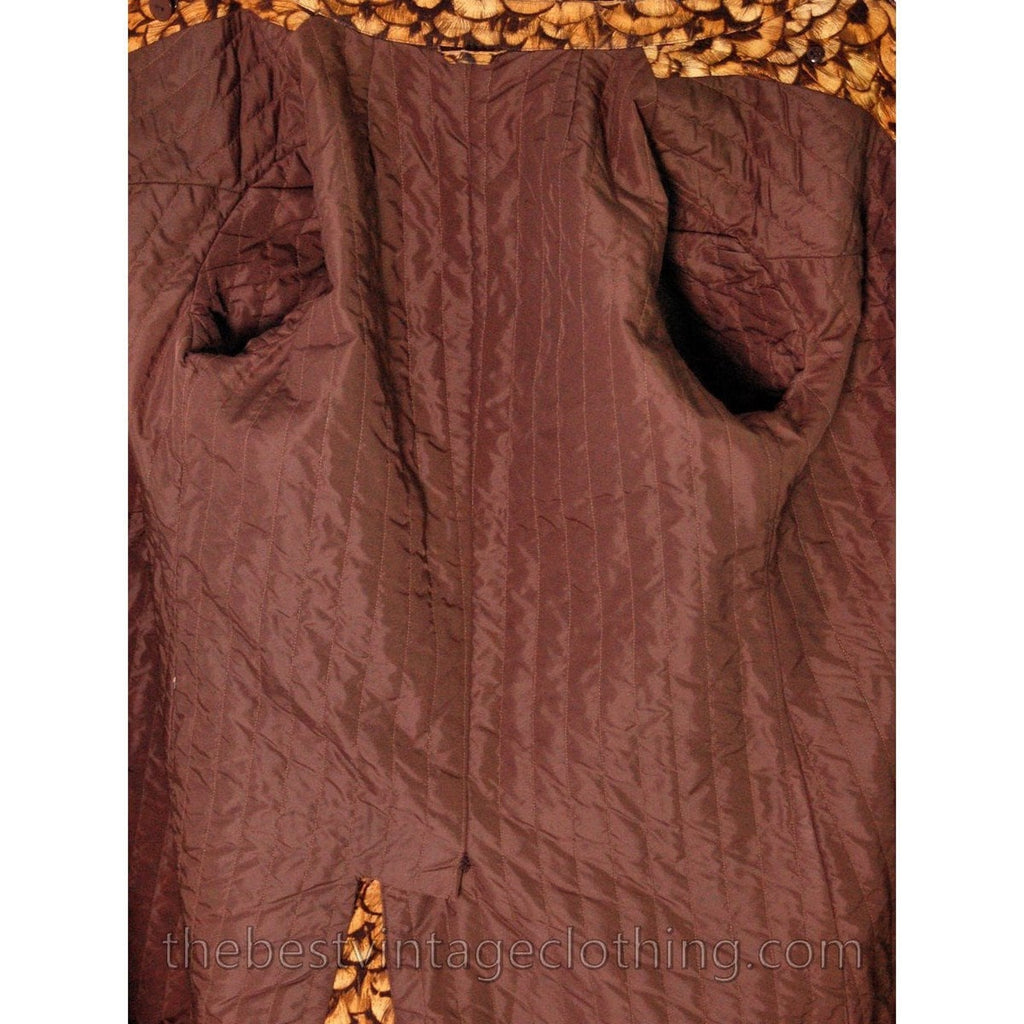 VTG 60s 70s Jeanne Lanvin Paris Feather Print Trench Coat Mob Wife Glam Sz L Lanvin