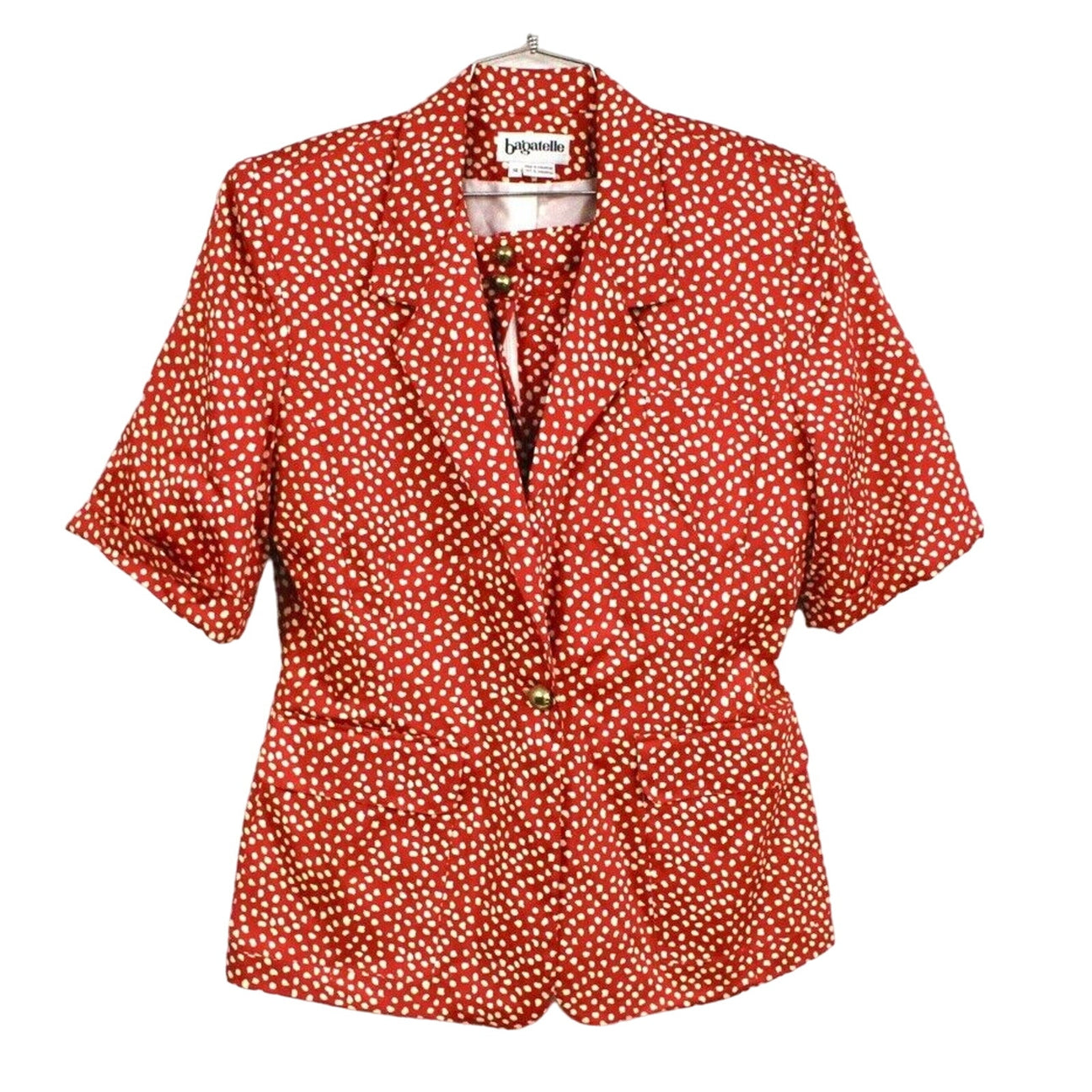 Retro Vtg Bagatelle Shorts Pant Suit 14 Red White Polka Dot NWOT 1980s Power Suit Bagatelle