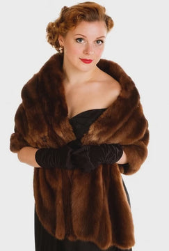 VTG 1950s Ranch Mink Fur Stole Wrap 14 Skin Dark Brown Hollywood Glam Provenance Women's The Best Vintage Clothing