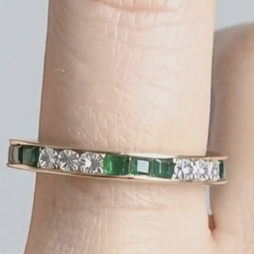 Bailey Banks & Biddle 2.1ct Emerald Diamond Channel Set Eternity Ring 14KT Gold Bailey Banks & Biddle