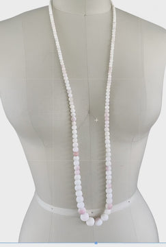 VTG Angel Skin Coral Bead Necklace 42" 92.3g 14K Gold Clasp Rare Graduated Unbranded