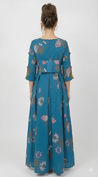 VTG 1960s Alfred Shaheen Hawaiian Maxi Dress Asian Fan Print NWT Alfred Shaheen