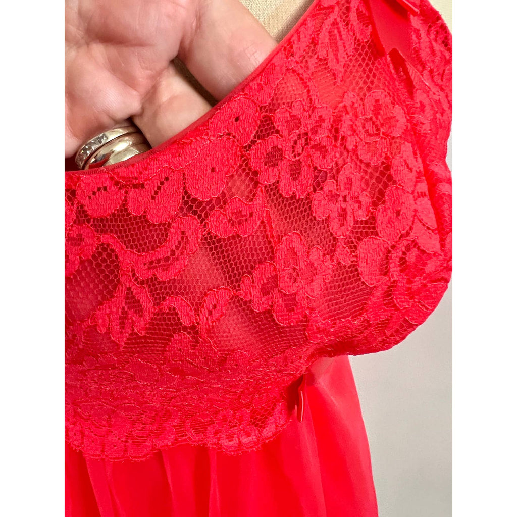 Vintage Vanity Fair 1950s Red Sheer Nylon Tricot Nighty Sexy 2 Layer 34 NWOT Vanity Fair