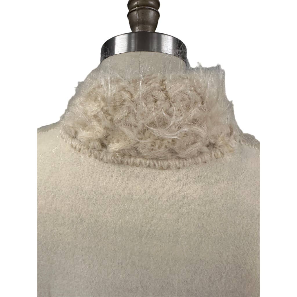 80s VTG Mohair /Wool Reversible B&W Houndstooth/ Cream Sweater Coat Womens L/XL New Arrivals Unbranded