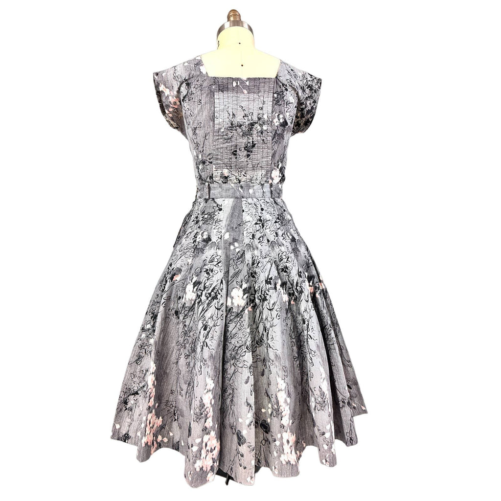 1950s VTG Philmont Sportswear of Miami Grey/Pink Floral Circle Skirt Set M/L Philmont Sportswear