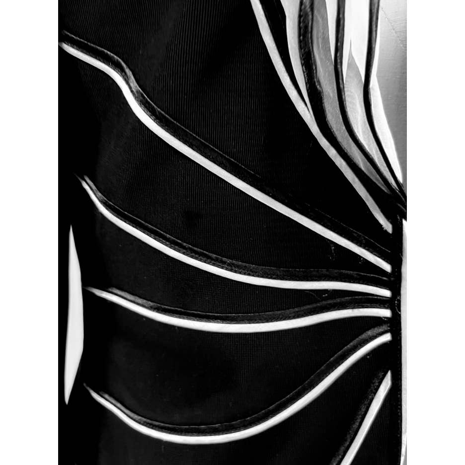 Vtg Victor Costa Stunning Black & White Evening jacket Wavy Lines Sz M 90s Victor Costa