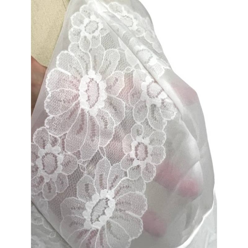 Vtg 1950s Vanity Fair Full Slip - 100% Nylon - Sheer Bodice/Cups - SZ 44L - White Vanity Fair