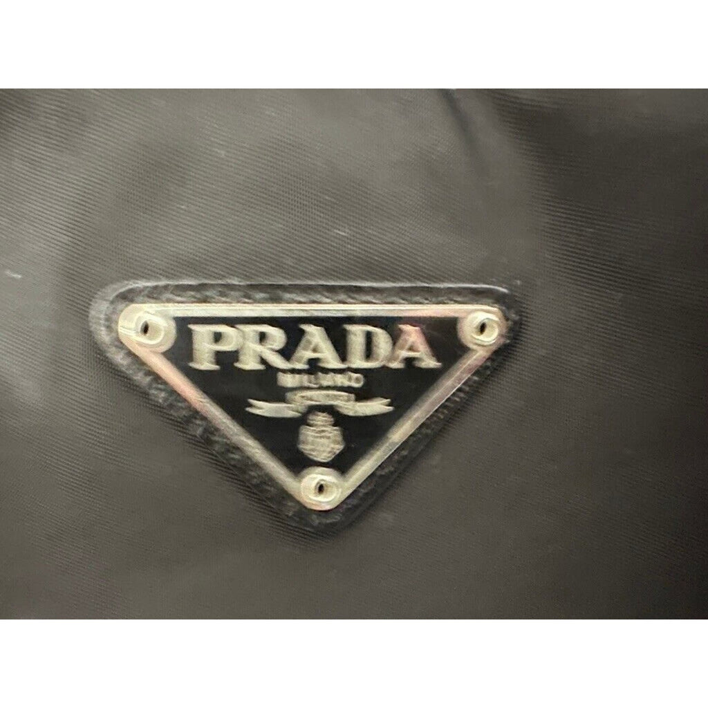 VTG Prada Tessuto Business Bag Black NYLON PRADA LOGO 25 Authentic 14" LARGE PRADA