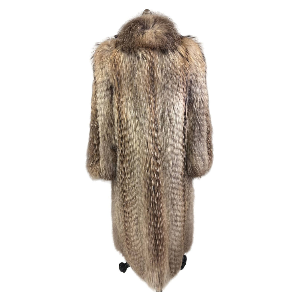 Mob Wife VTG Japanese Tanuki Fur Maxi Coat 1980s Gorgeous condition Sz M Stein's