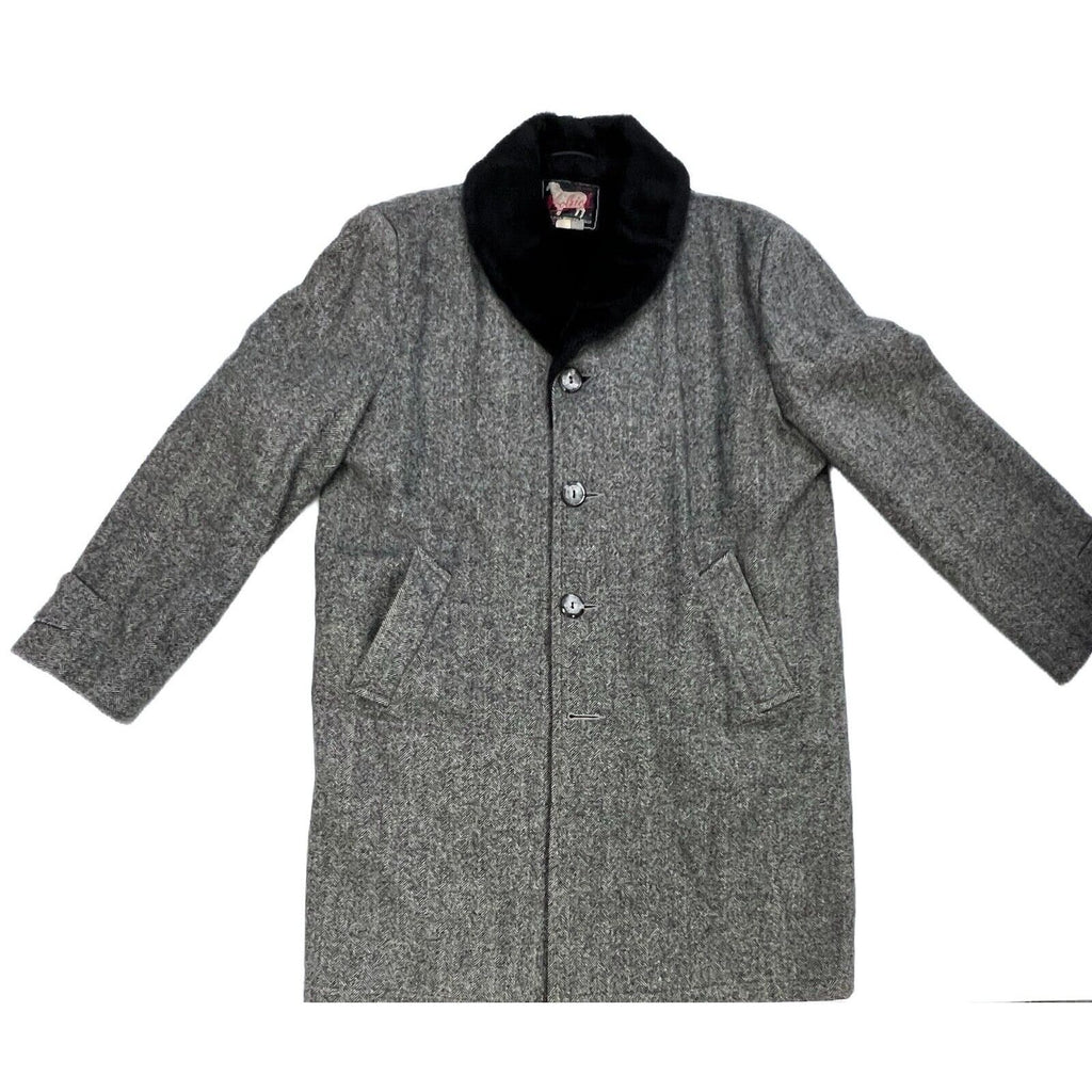 1950s vintage WOOLRICH COAT jacket RARE Car Coat Gray Tweed Sherpa Collar New Arrivals Woolrich