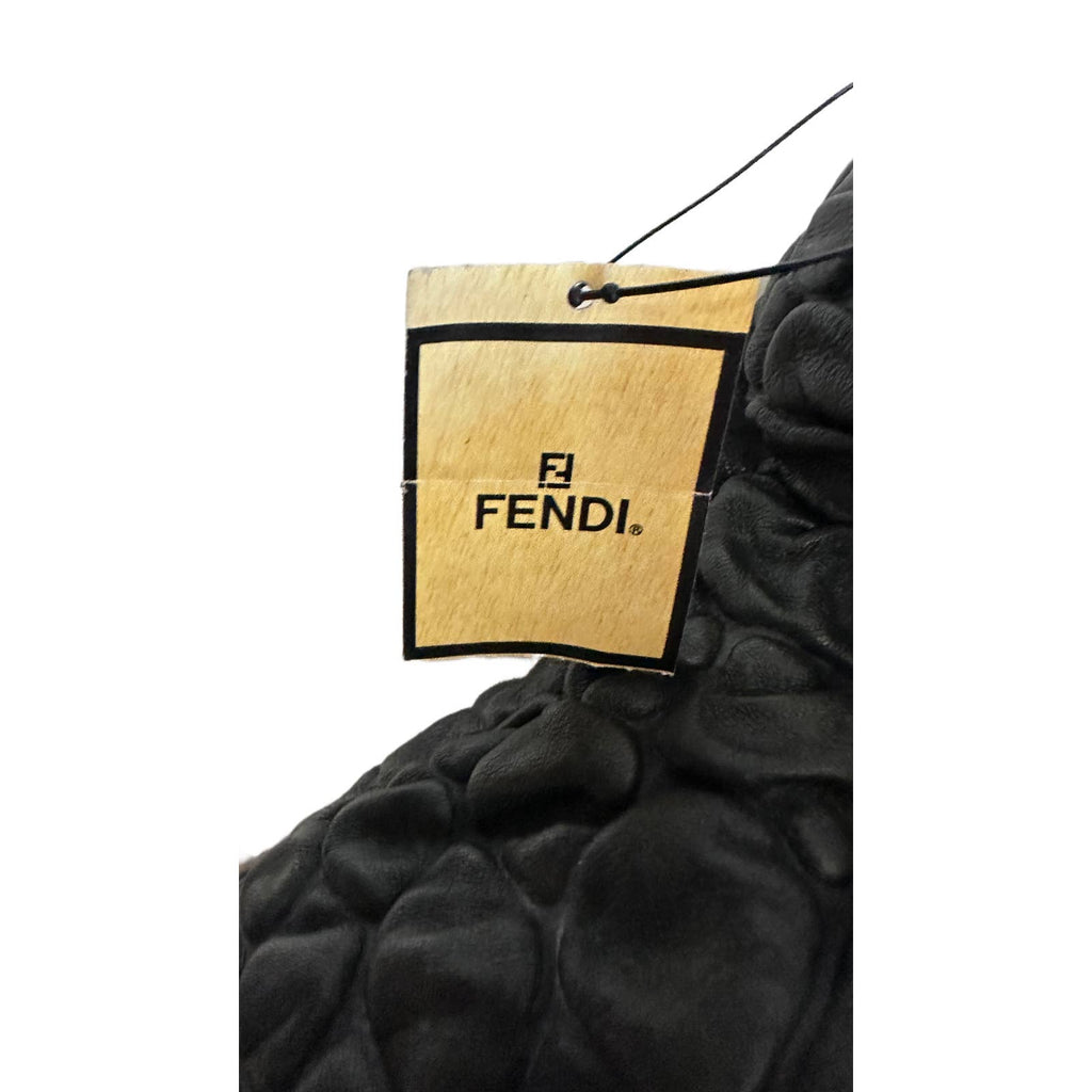 Fendi Vintage Leather Shoulder Bag OOAK Croc Textured Puffed Napa Leather 1990 NWT Fendi