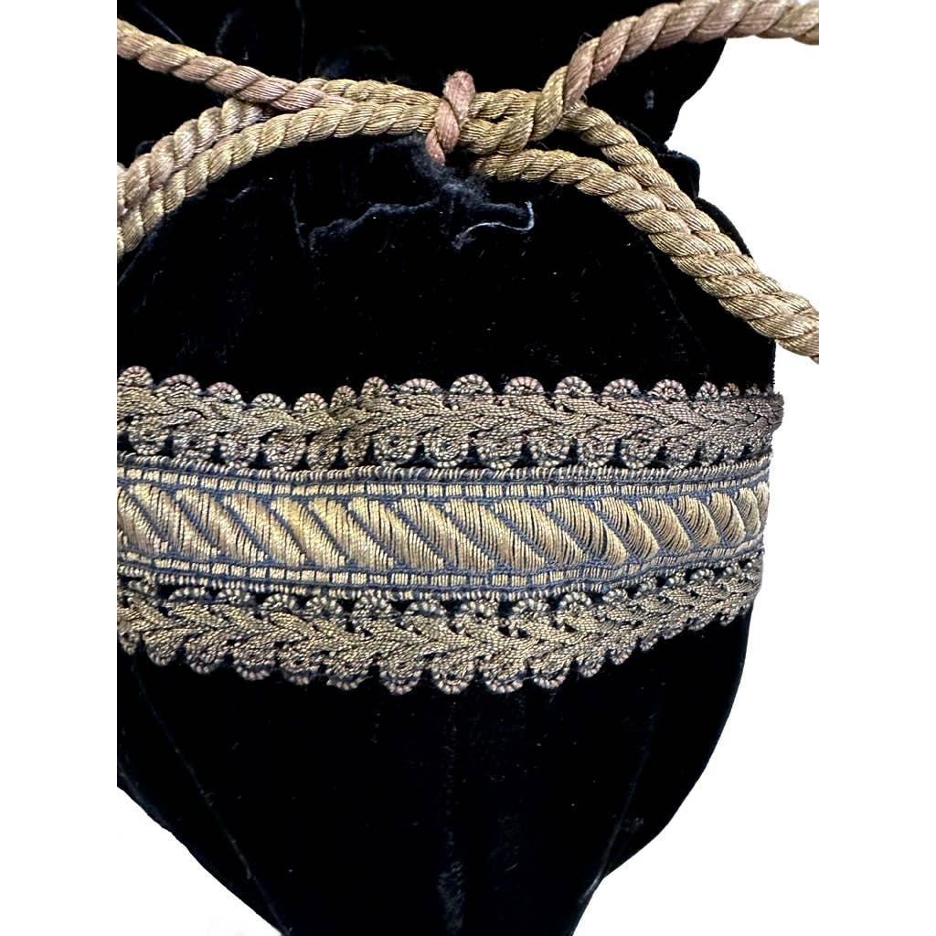 80s Ralph Lauren Polo Vtg Velvet Mini Bag Drawstring Gold Bullion NIB France Ralph Lauren