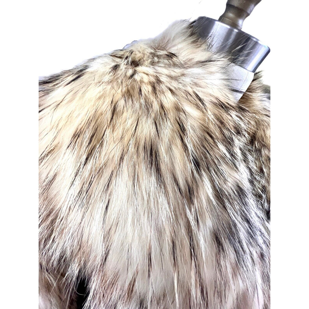 VTG Coyote Fur Trench Coat Women S/M Int. Collection Supreme Haute Grille Haute Grille