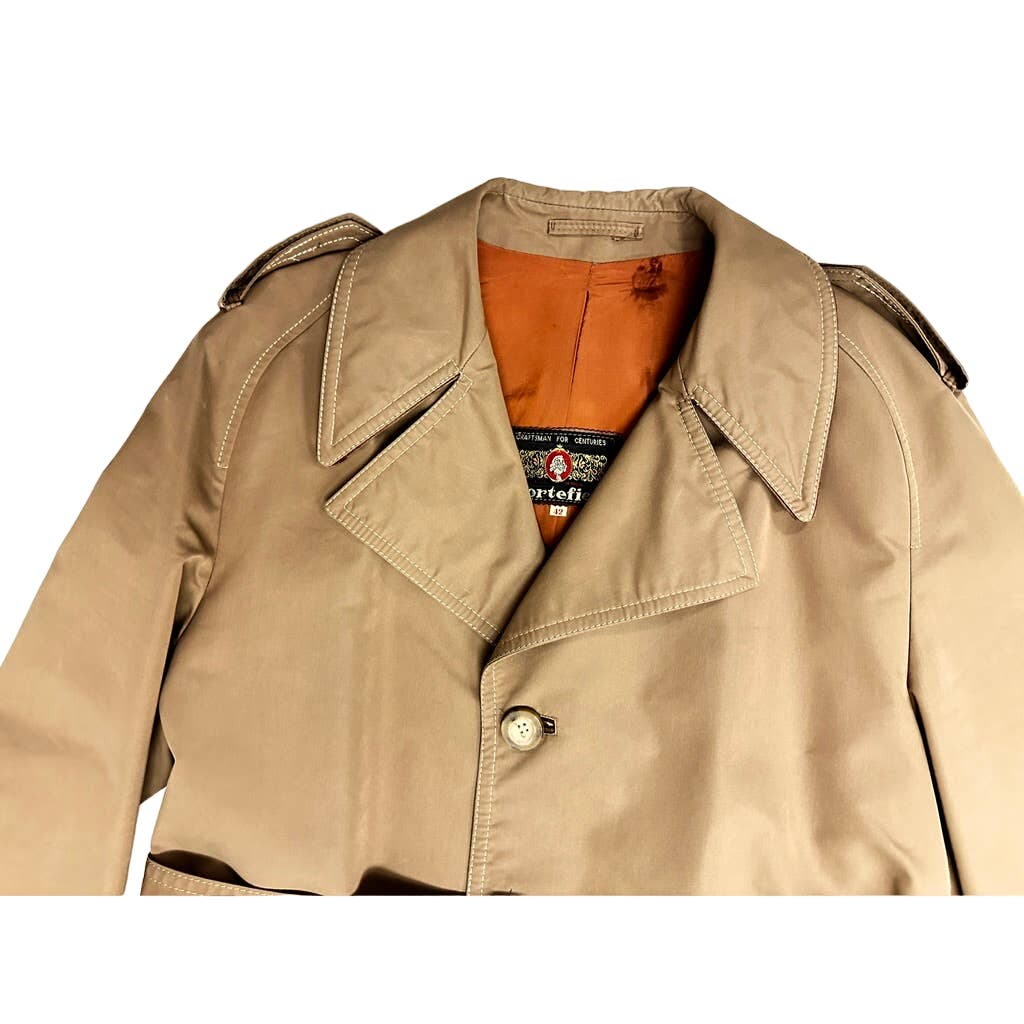 70s Men VTG Cortefiel Brown Trench Coat Made in Spain Sz 42 M New Arrivals Cortefiel