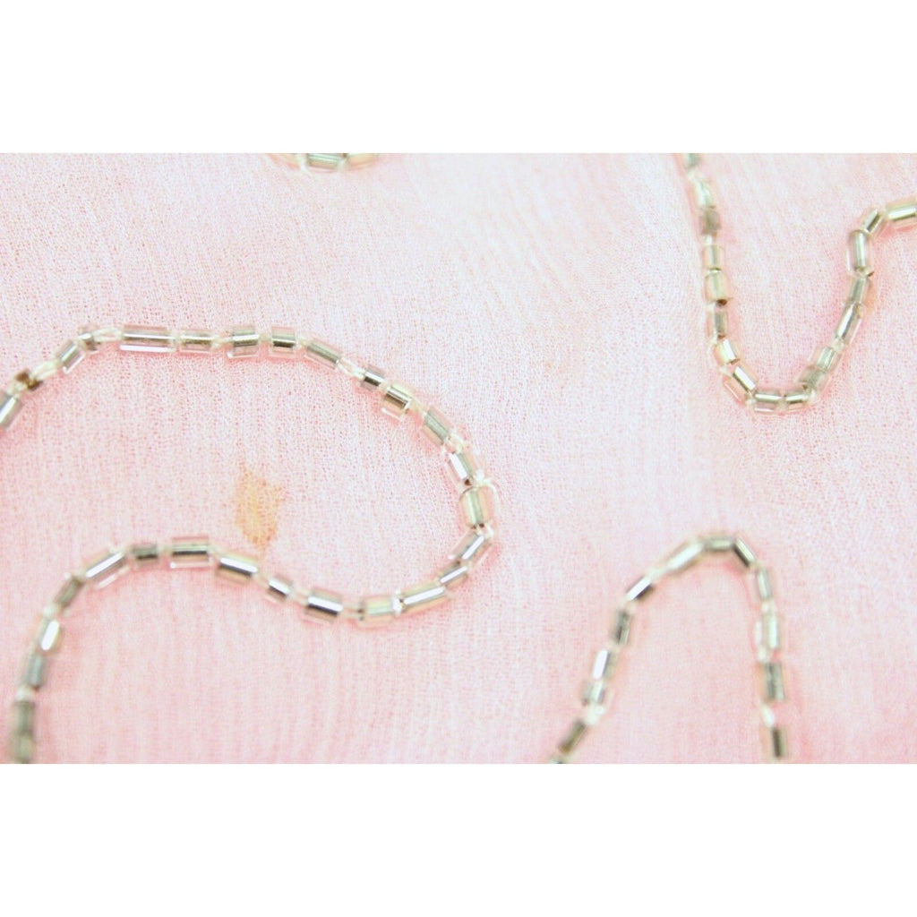 VTG 80s Glam: Pink Silk Beaded & Sequined 2PC Dress Set -Top & Skirt- Sz M Unbranded