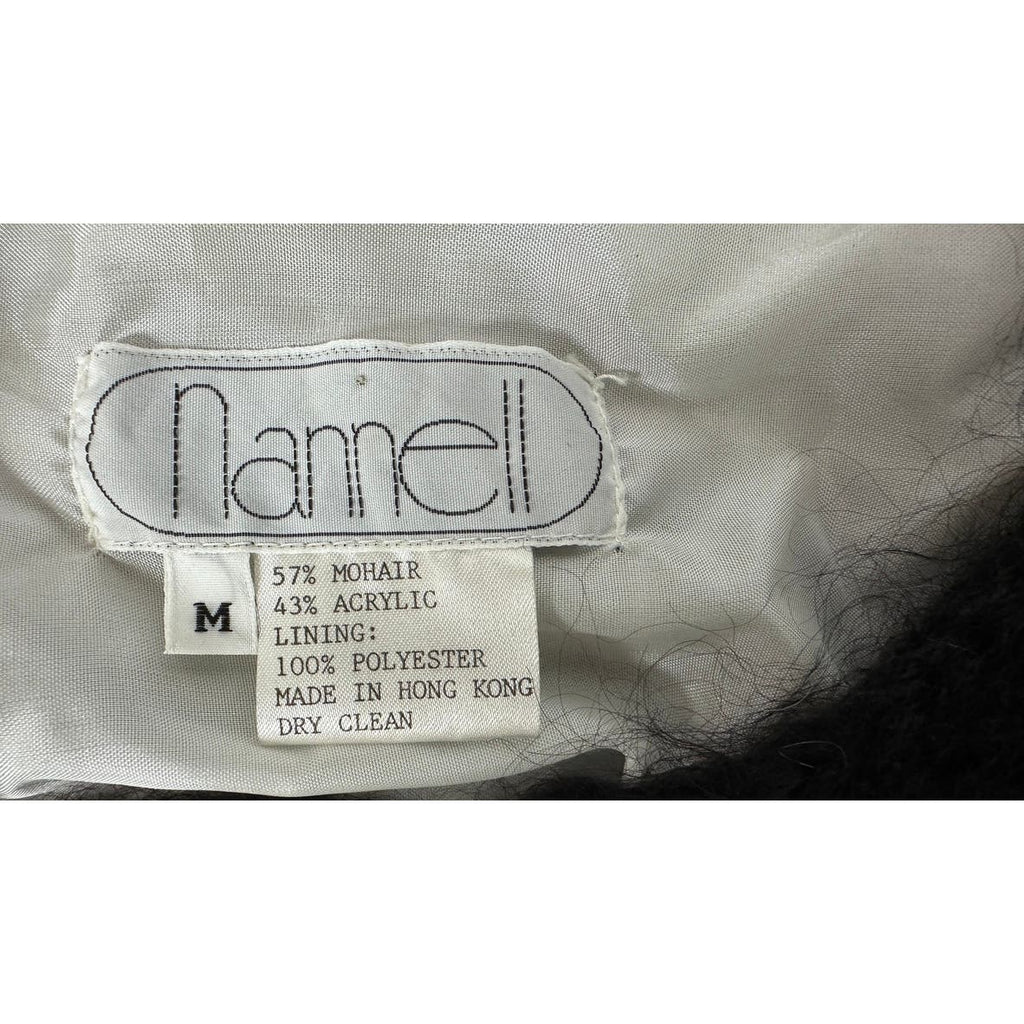 80s VTG Nannell Mohair Lined Sweater Coat Cream/Blk Sz M Striking Stripes New Arrivals Nannell