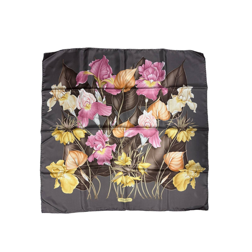 VTG NIB Salvatore Ferragamo Womens 100% Silk Square Scarf Iris 34" New Arrivals Salvatore Ferragamo