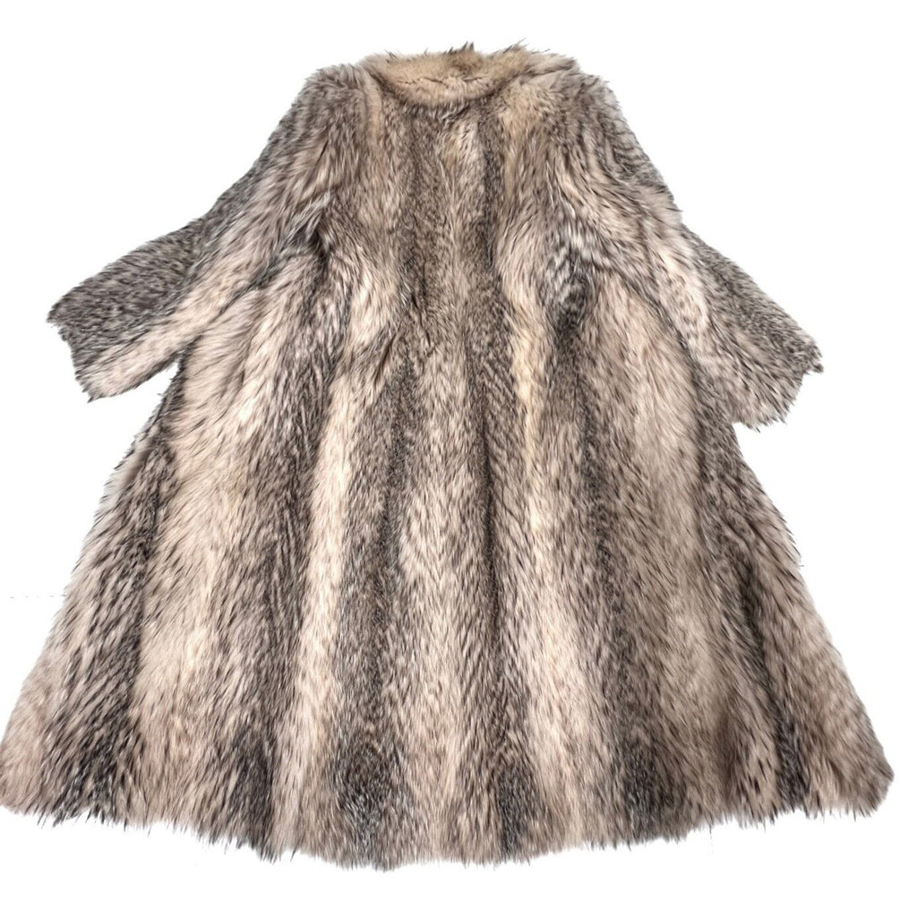 VTG Coyote Fur Trench Coat Women S/M Int. Collection Supreme Haute Grille Haute Grille