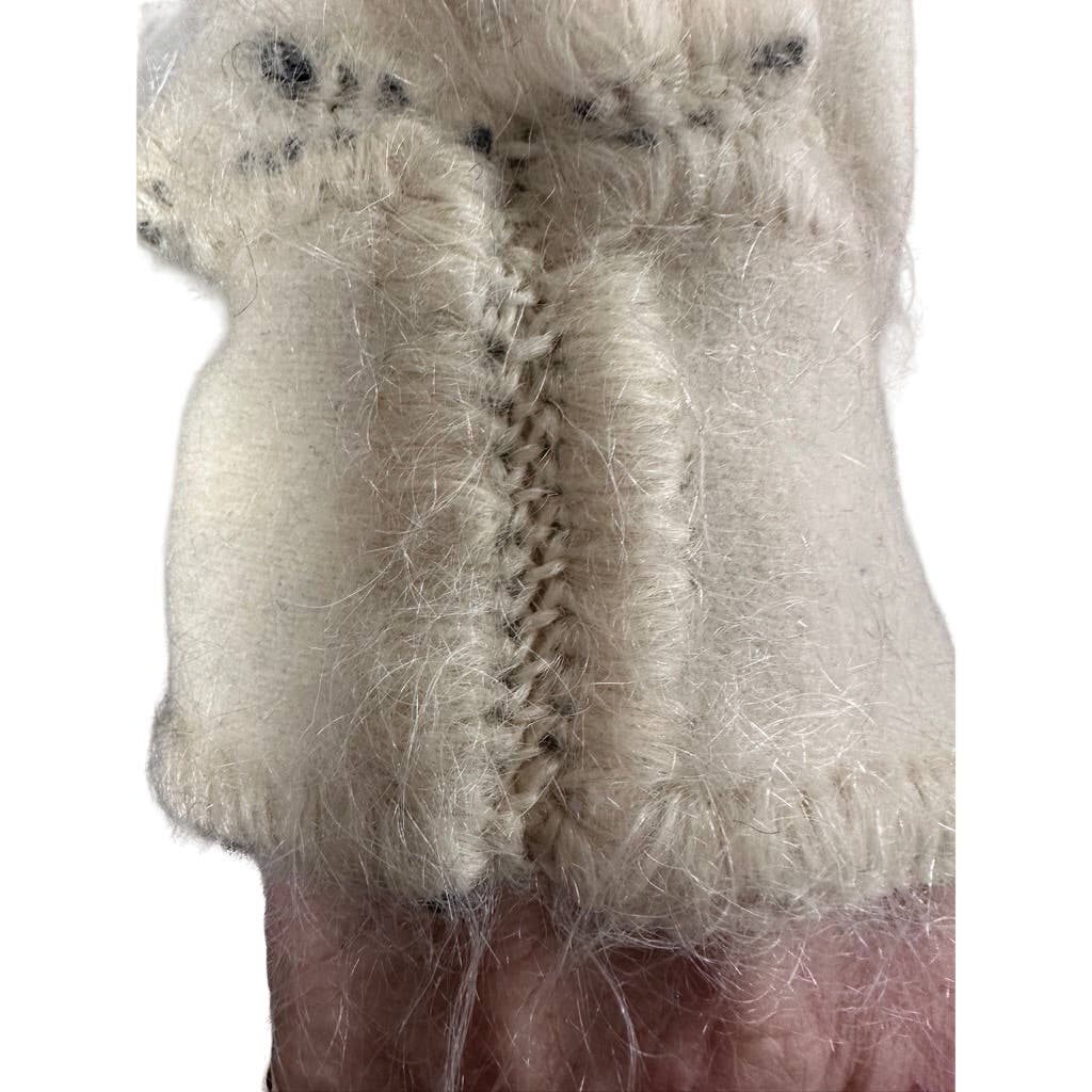 80s VTG Mohair /Wool Reversible B&W Houndstooth/ Cream Sweater Coat Womens L/XL New Arrivals Unbranded