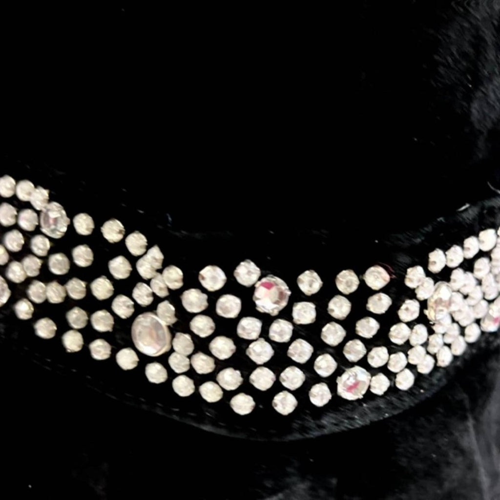 Vtg 80s Mob WIfe Lillie Rubin genuine leather blazer Studs Rhinestones size 8 Lillie Rubin