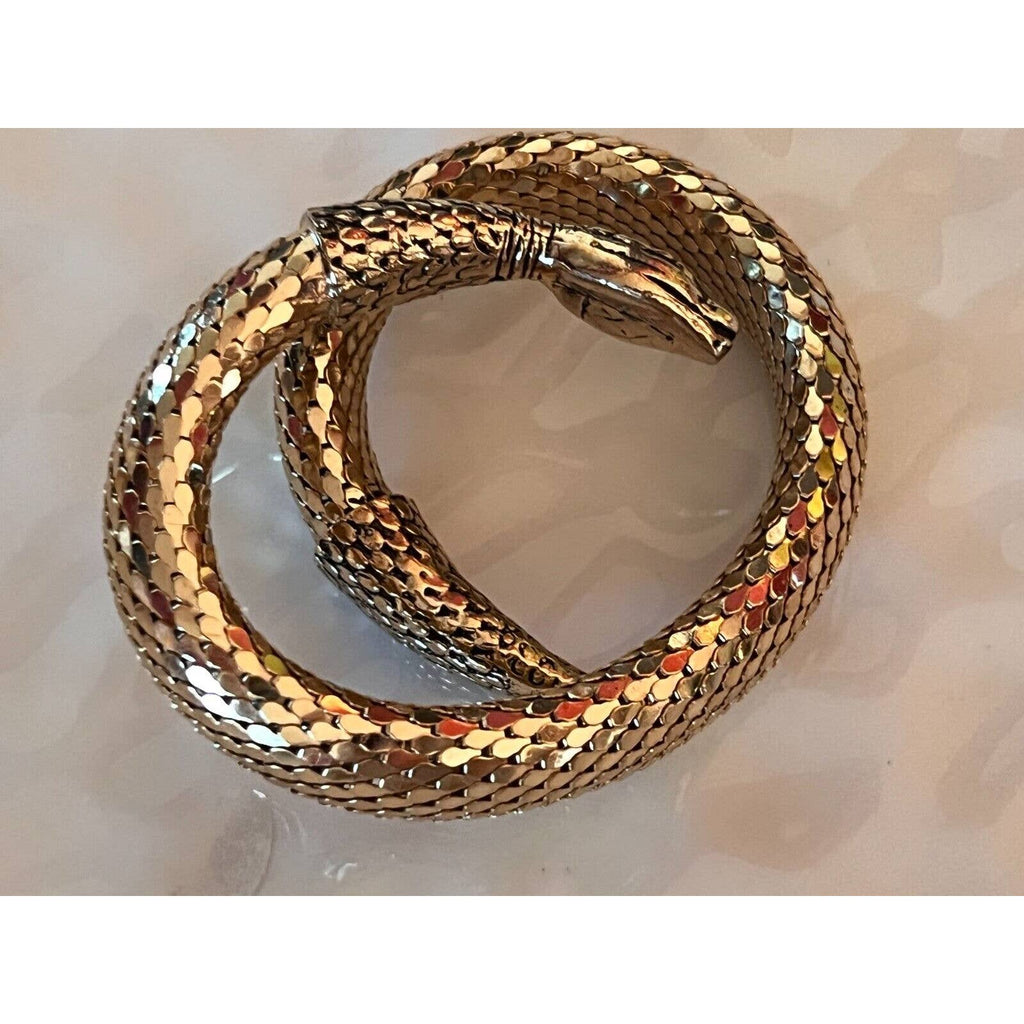 Vintage Whiting & Davis Gold Tone mesh Coil Snake Wrap Bangle Bracelet Whiting & Davis