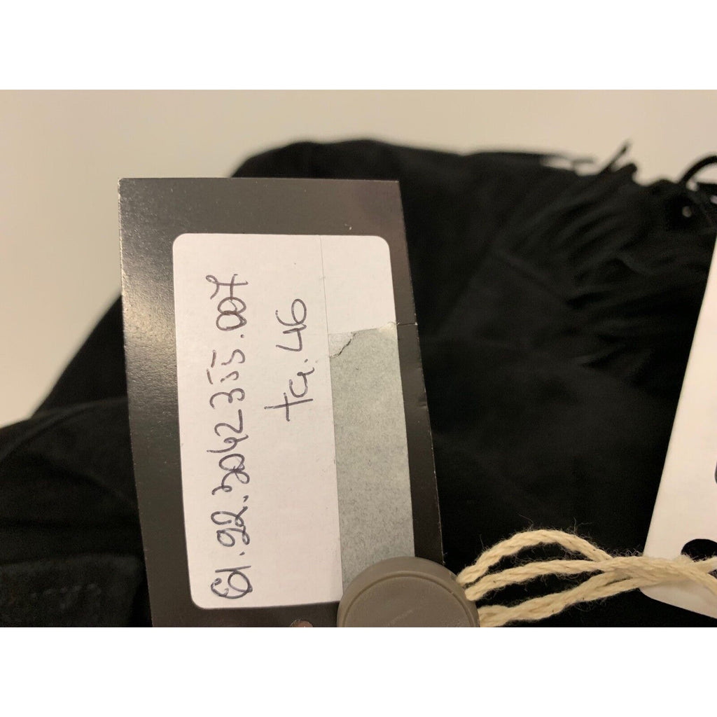 AS65 Black Suede Fringe Moto Jacket Italy NWT 70s Western Rock Glam Small AS65