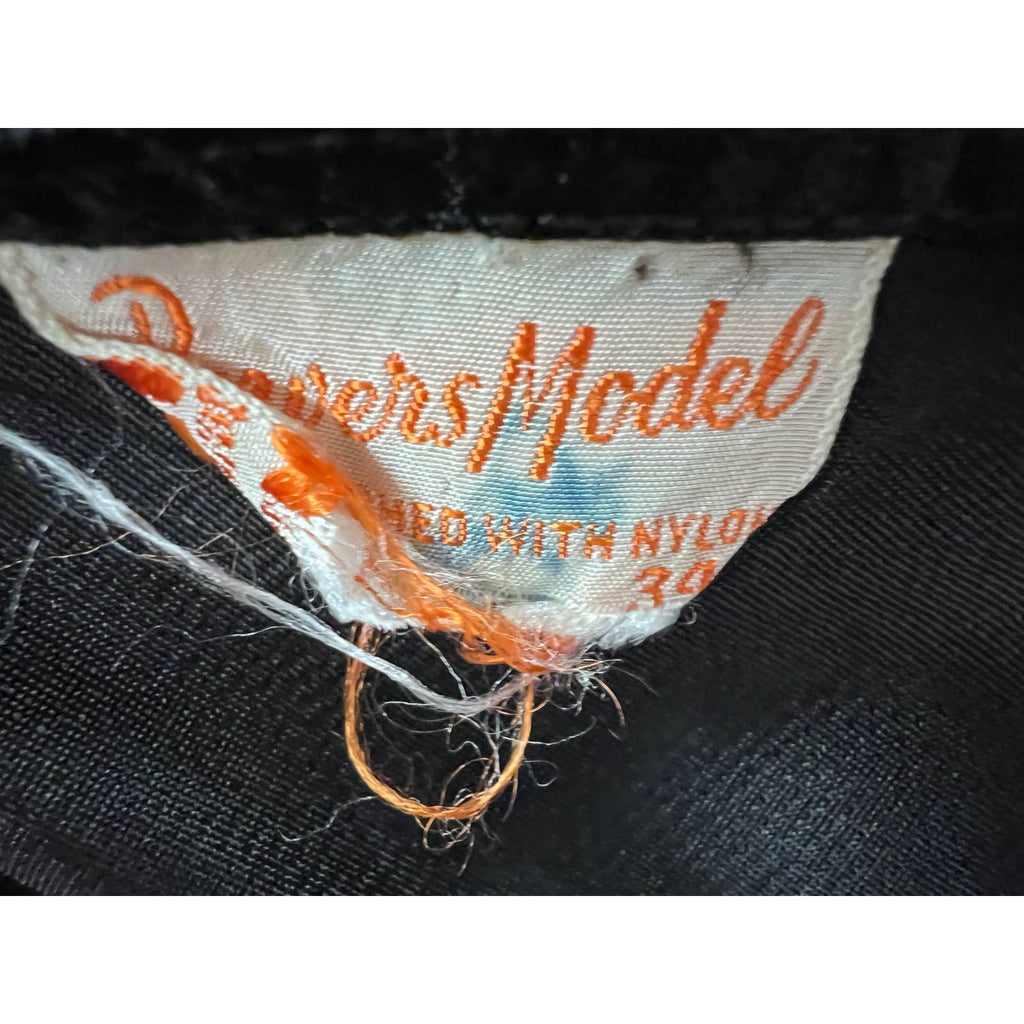 1940s Black Rayon Satin Full Slip Powers Model model Sz S-34 Powers Model