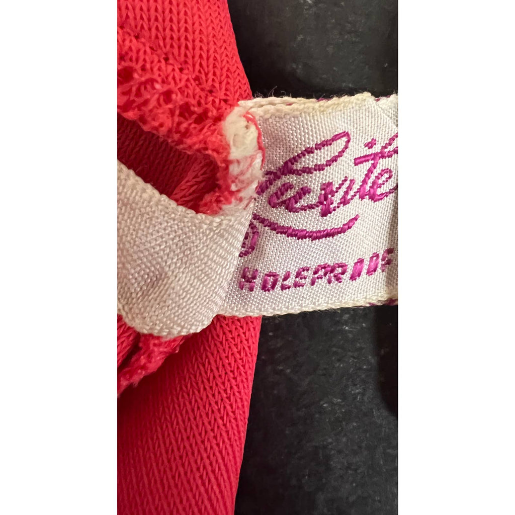 Vintage Luxite Holeproof Full Slip Warm Rosy Pink Lace Pleats Sz 36 slips Luxite