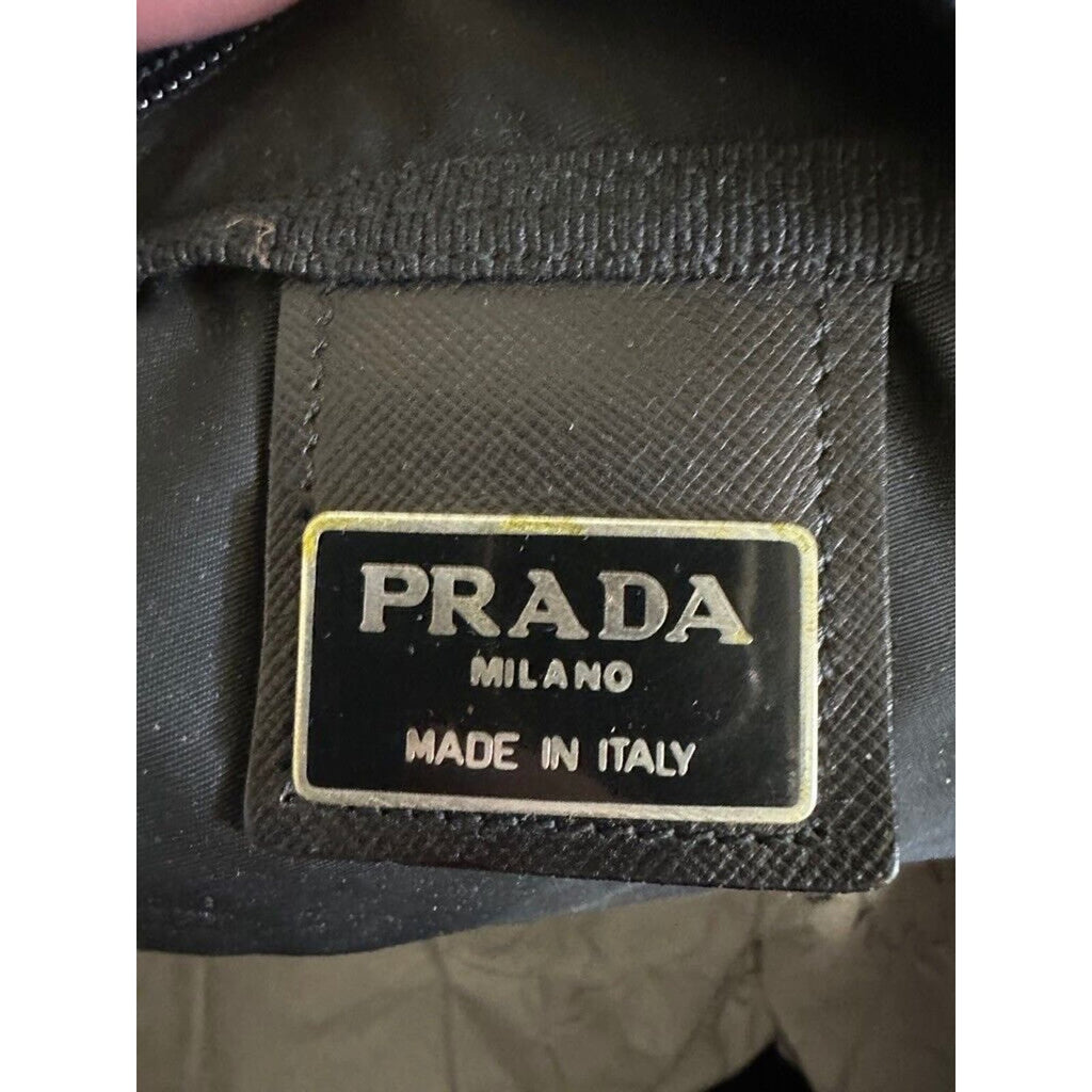 VTG Prada Tessuto Business Bag Black NYLON PRADA LOGO 25 Authentic 14" LARGE PRADA