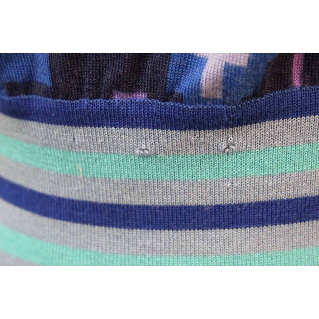 VTG 1970s GOLDWORM KNIT Italy Blue Geometric MAXI-DRESS Sz M Goldworm