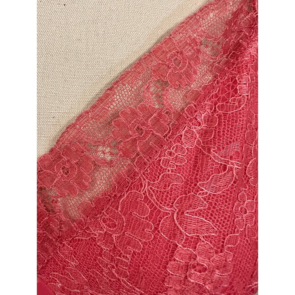 Vintage Luxite Holeproof Full Slip Warm Rosy Pink Lace Pleats Sz 36 slips Luxite