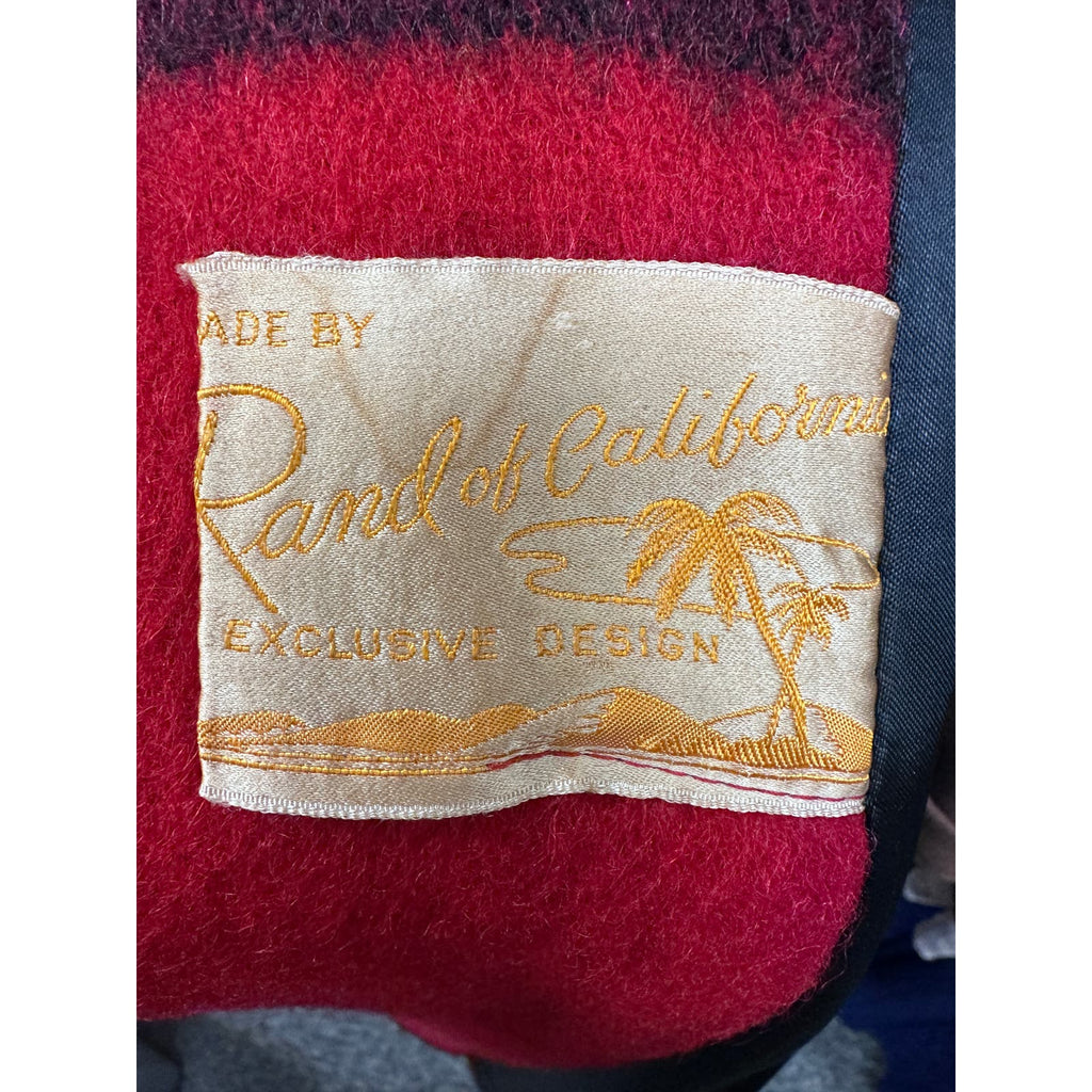 VTG 1940s Swing Coat Red Black Womens L/ XLRAND OF CALIFORNIA EXCLUSIVE DESIGN Rand of California