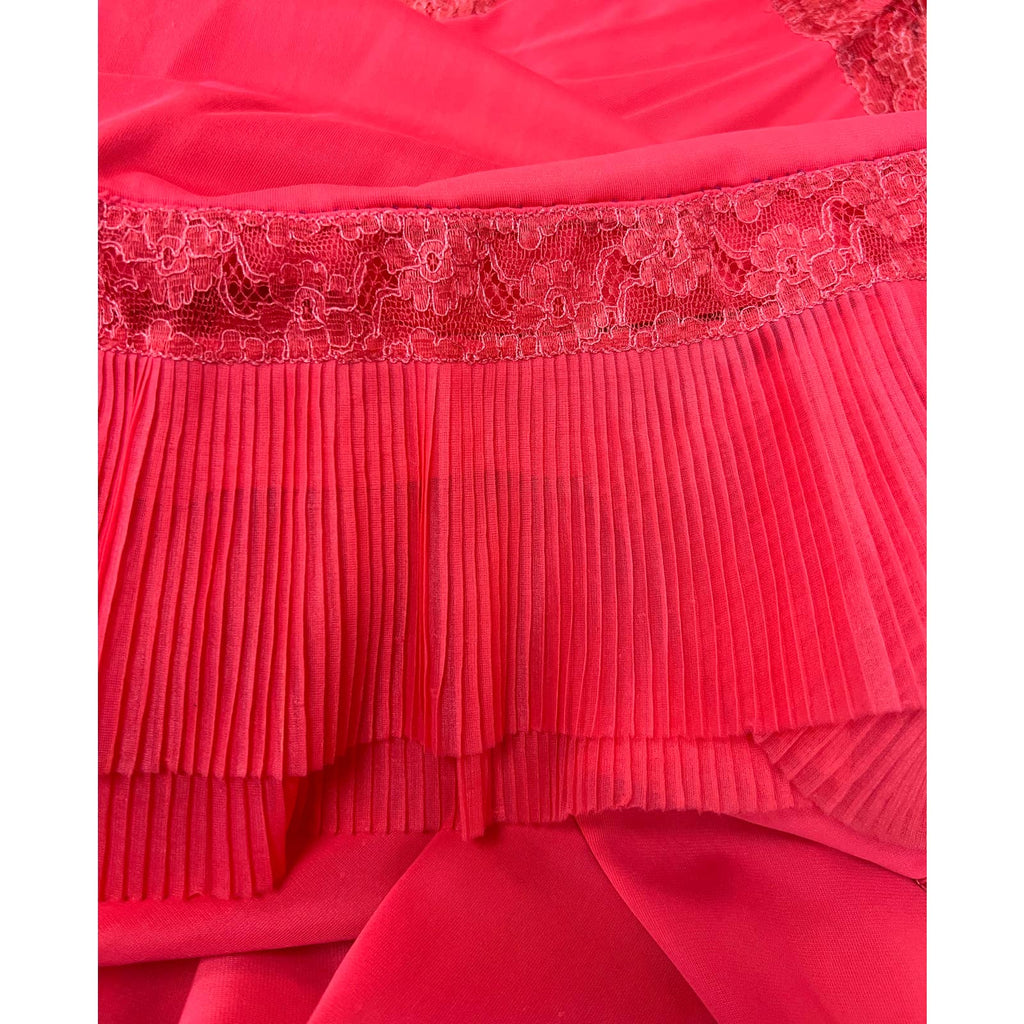 Vintage Luxite Holeproof Full Slip Warm Rosy Pink Lace Pleats Sz 36 slips Luxite
