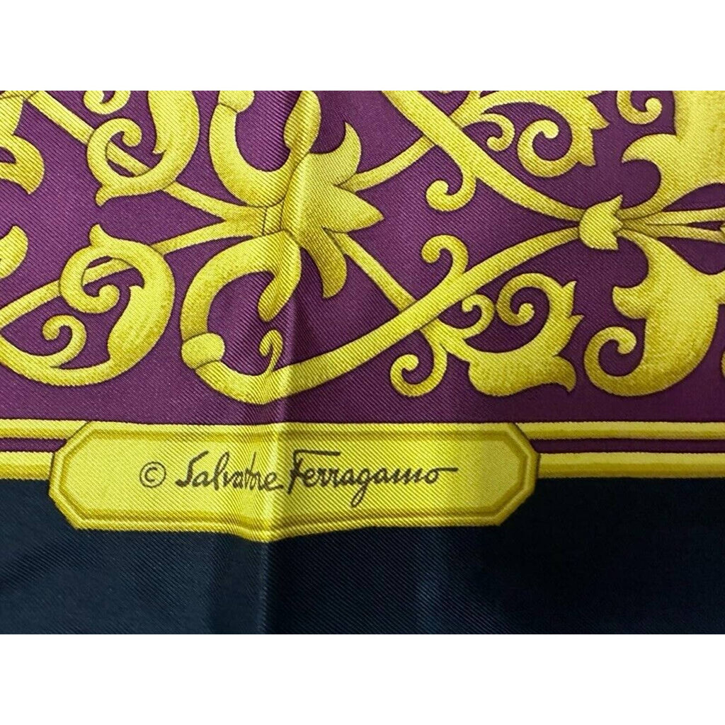 VTG NIB Salvatore Ferragamo Womens 100% Silk Square Scarf Tigers 34" New Arrivals Salvatore Ferragamo