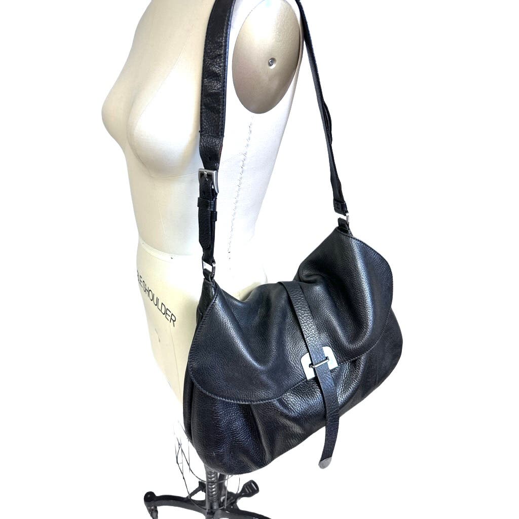 Vintage Prada Leather Shoulder Flap Messenger Bag Large 2001 W/Authenticity card Prada