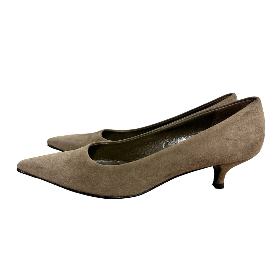 Mob wife aesthetic Prada VTG Camoscio Chic Pumps Fawn Neutral Suede 37.5/7.5 Prada