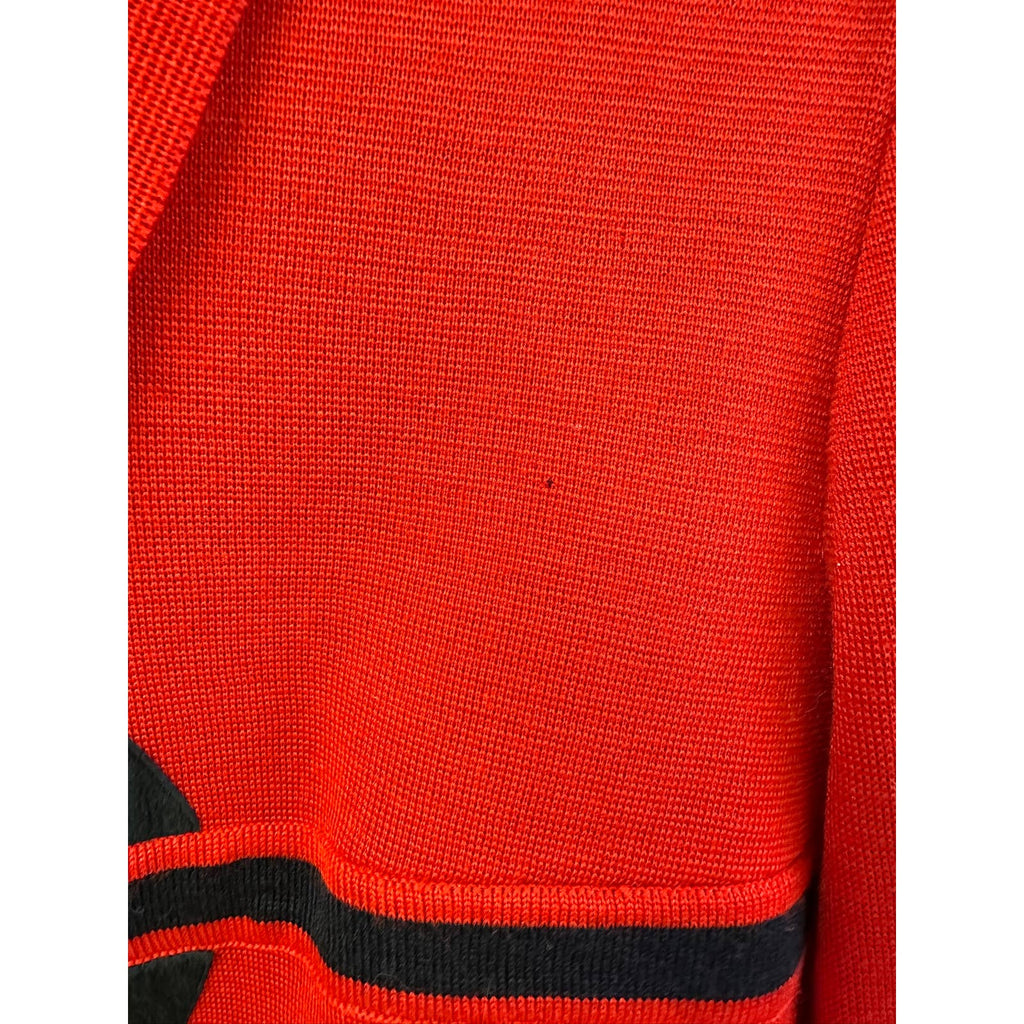 VTG 1970s Bakalli Wool Dress & Sweater Set Leather Applique Mod Geometric Hong Kong M Bakalli