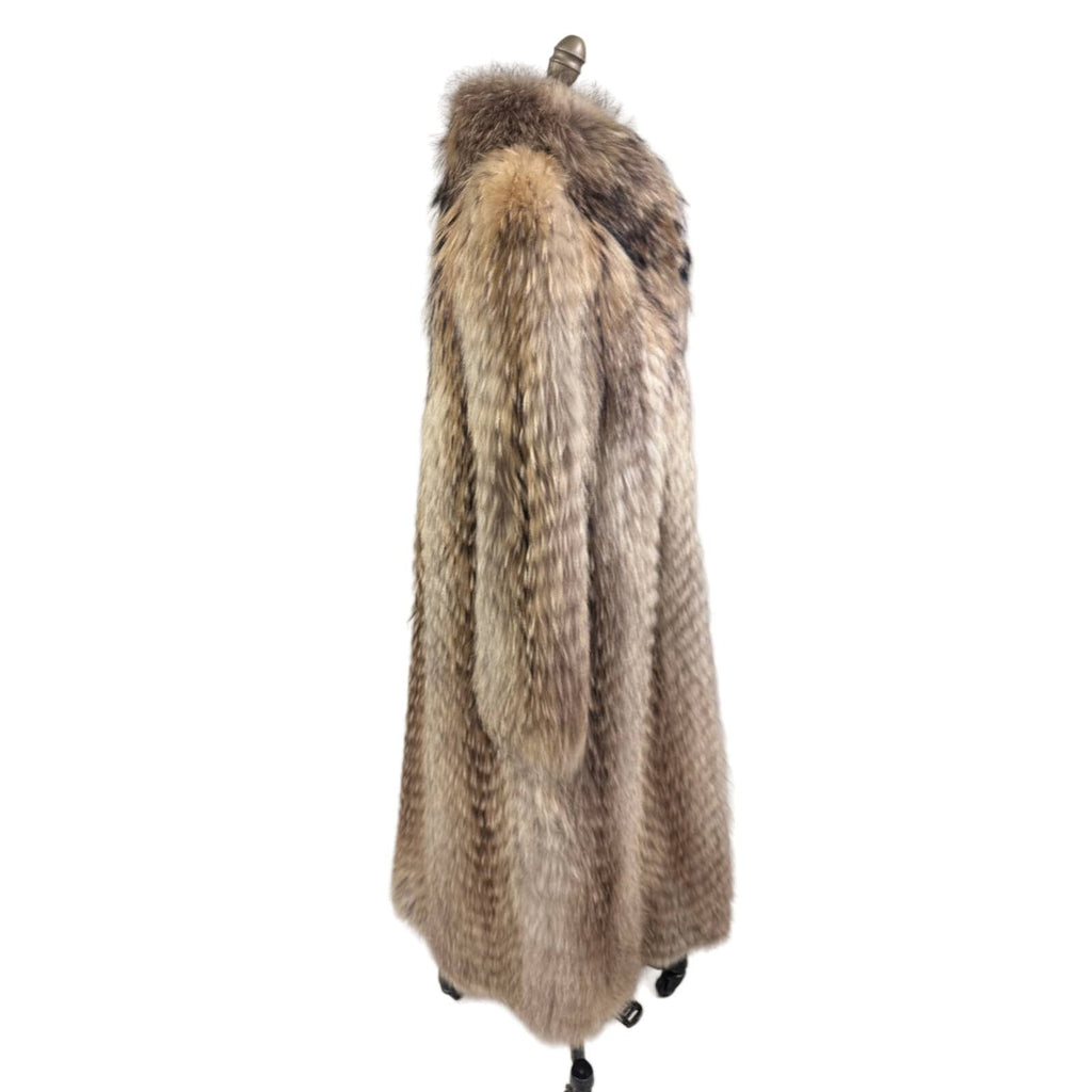 Mob Wife VTG Japanese Tanuki Fur Maxi Coat 1980s Gorgeous condition Sz M Stein's