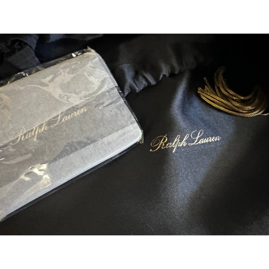 80s Ralph Lauren Polo Vtg Velvet Mini Bag Drawstring Gold Bullion NIB France Ralph Lauren