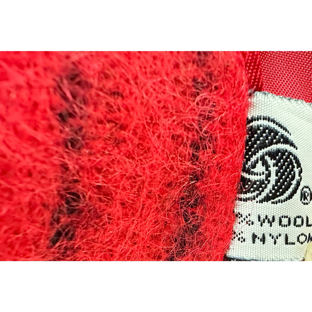 Pauline Trigere Coat Vintage Wool Sz 6/S Red Black Stripe Fuzzy 1970s-80s Pauline Trigere